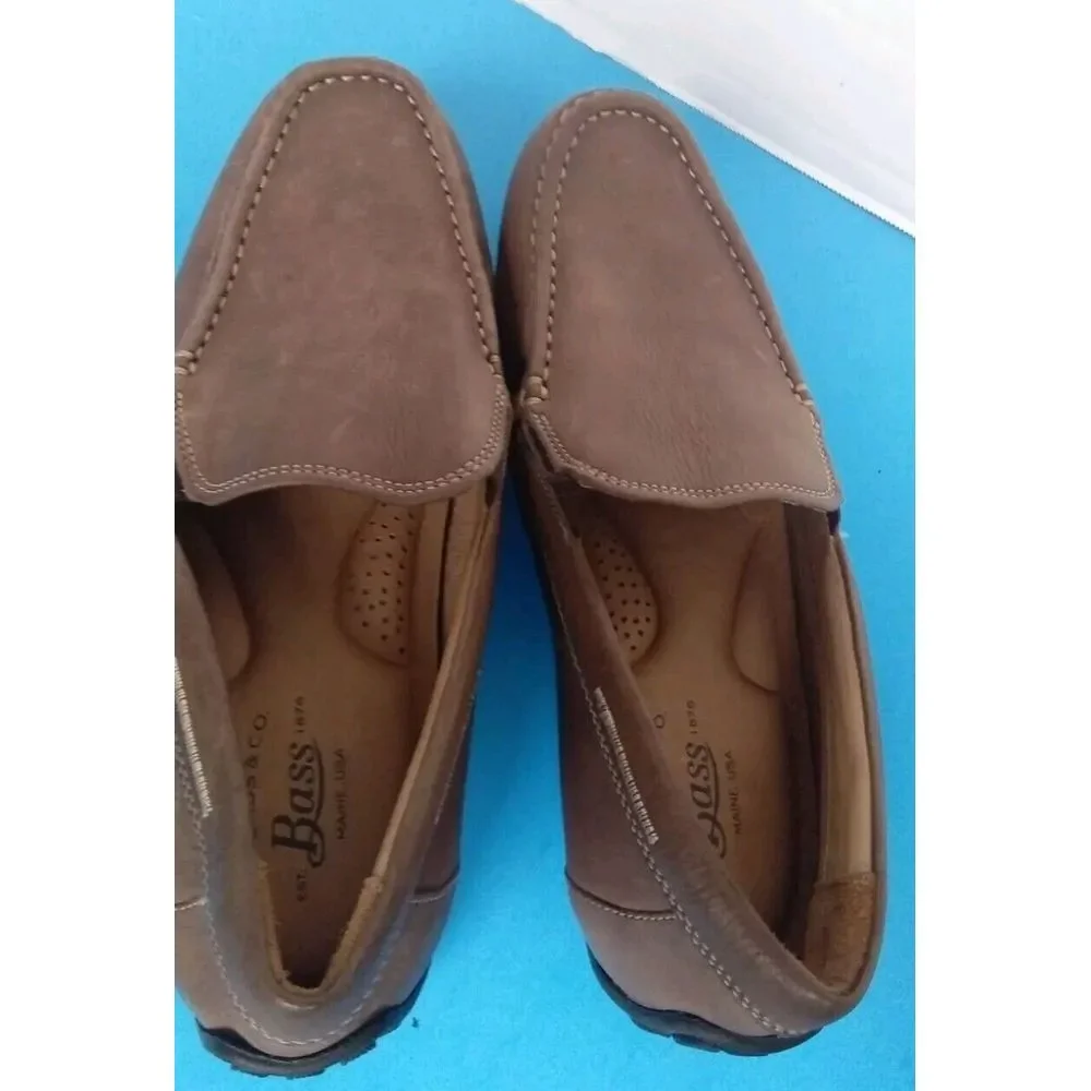 Bass Brown Leather Comfort Driving‎ Loafers Casual Slip-On Moccasins
